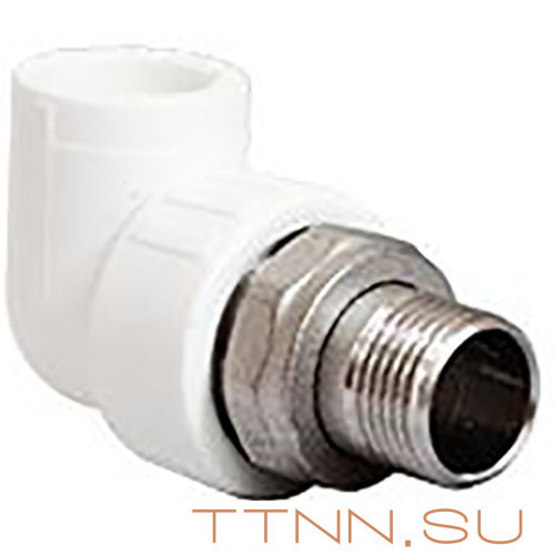 Угольник РосТурПласт с американкой для радиатора, наруж. резьба 20х1/2" арт.14625