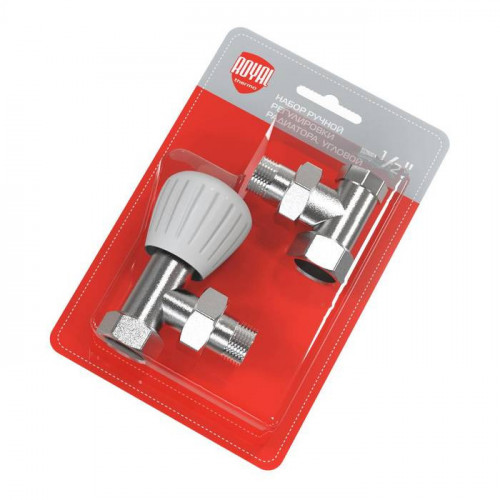 Набор ручной регулировки Royal Thermo угловой 1/2” (никель)