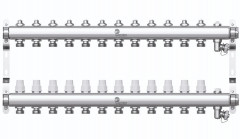 Коллектор для отопления Wester 1"-3/4 в сборе на 12 выходов с 2 заглушками