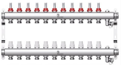 Коллекторная группа Wester 1"-3/4 в сборе с расходомерами на 11 выходов