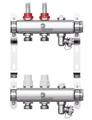 Коллекторная группа Wester 1"-3/4 в сборе с расходомерами на 2 выхода