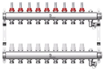 Коллекторная группа Wester 1"-3/4 в сборе с расходомерами на 9 выходов