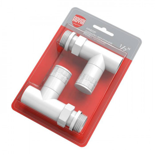 Набор вентелей Royal Thermo PIANO, ПРЯМОЙ, (2 шт) белый