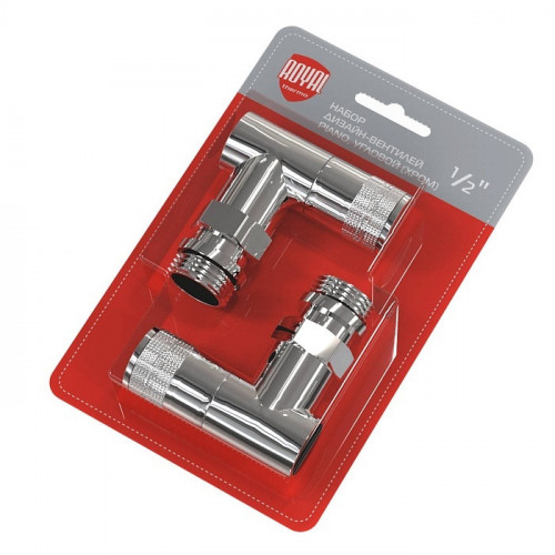 Набор вентелей Royal Thermo PIANO, УГЛОВОЙ, (2 шт) хром